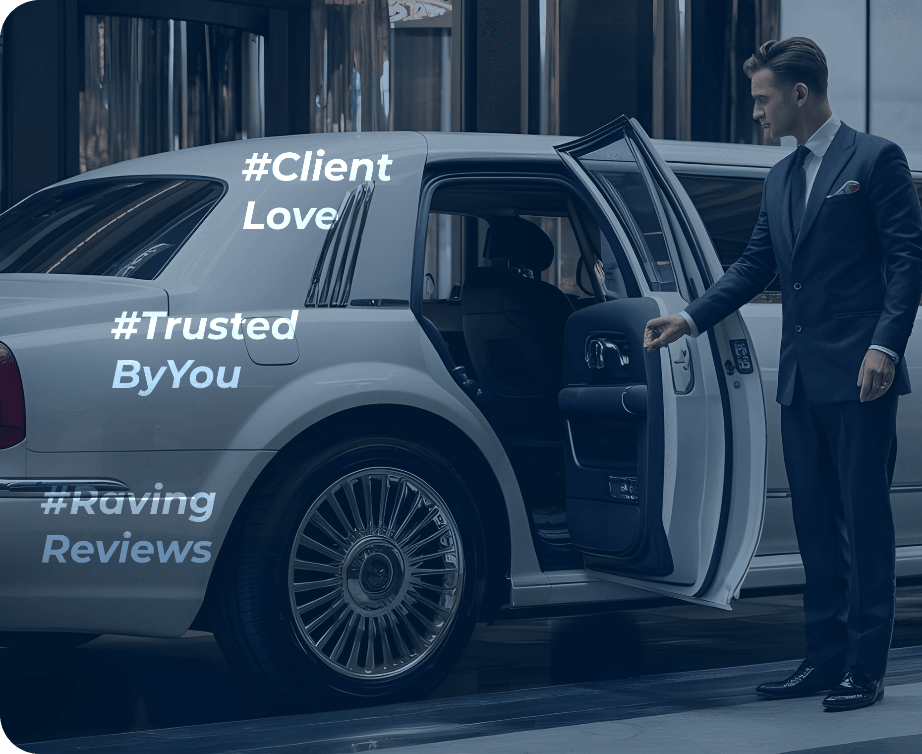 Chauffeur opening gate for his client